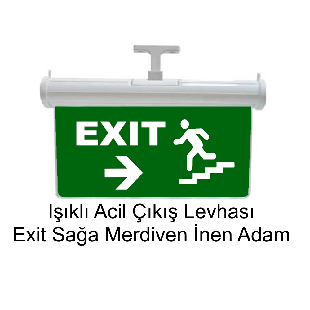 Işıklı Acil Çıkış Levhası (Exit Sağa Merdiven İnen Adam) GN-AC30